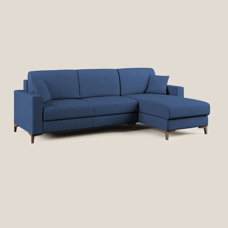 Kafka canapé d'angle convertible en tissu doux imperméable T02 bleu