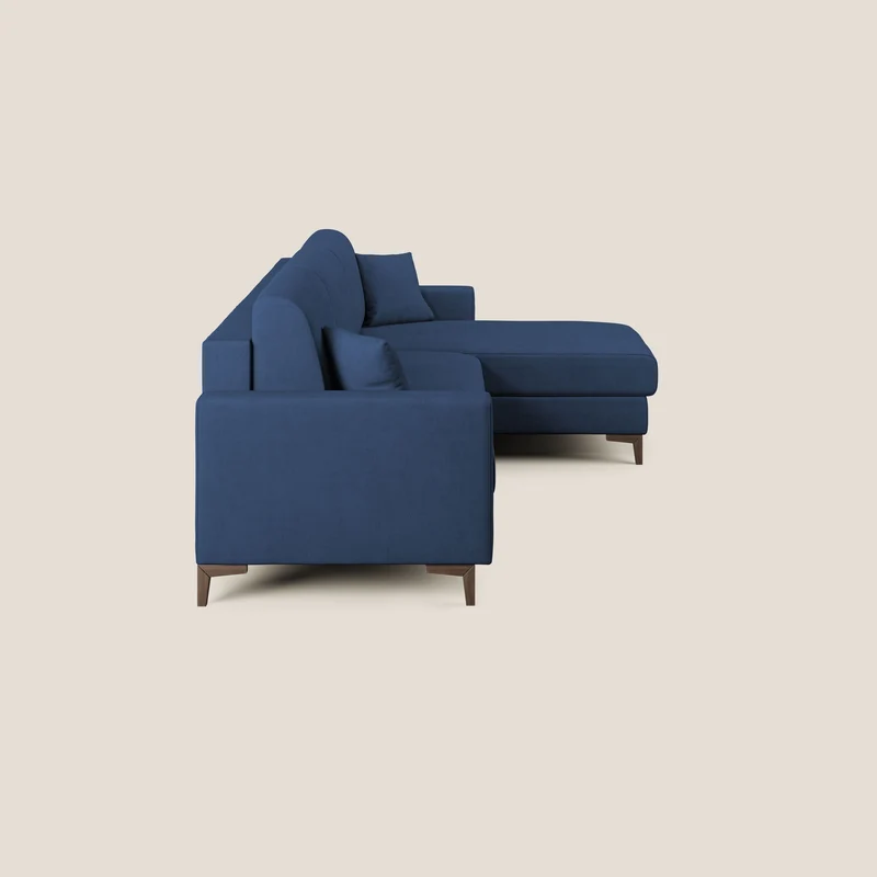 Kafka canapé d'angle convertible en tissu doux imperméable T02 bleu
