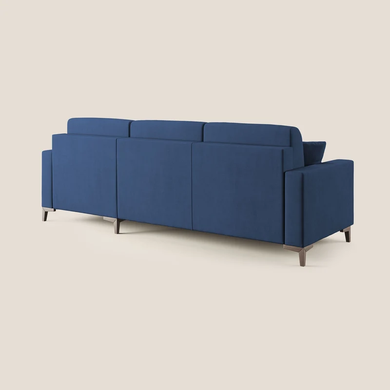 Kafka canapé d'angle convertible en tissu doux imperméable T02 bleu