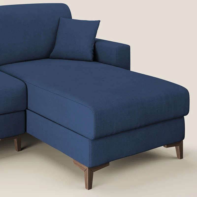 Kafka canapé d'angle convertible en tissu doux imperméable T02 bleu