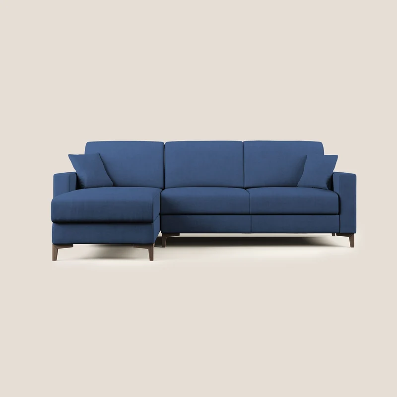 Kafka canapé d'angle convertible en tissu doux imperméable T02 bleu