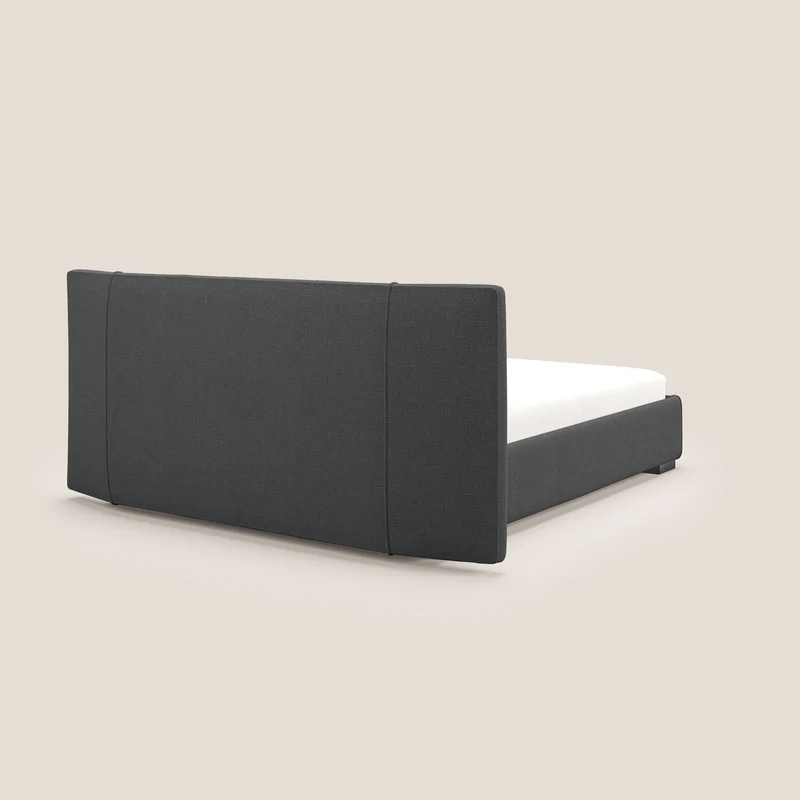 Omero lit avec coffre rembourré déhoussable en tissu flammé imperméable T14 anthracite