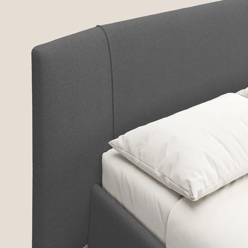 Omero lit avec coffre rembourré déhoussable en tissu flammé imperméable T14 anthracite