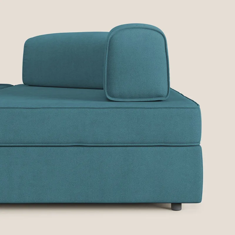 Liberty Canapé d'angle avec pouf extractible et dossiers amovibles en tissu doux imperméable T02 bleu ciel
