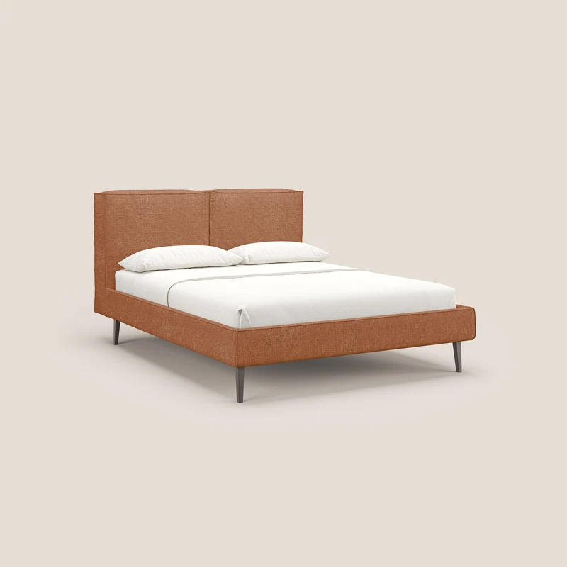 Isotta lit rembourré complètement déhoussable en tissu doux imperméable T10 orange