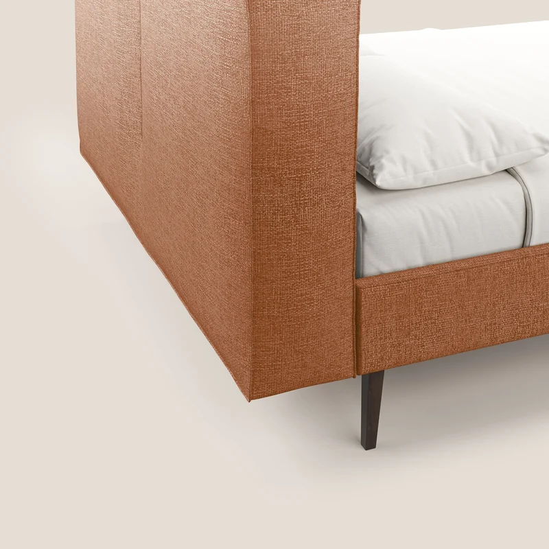 Isotta lit rembourré complètement déhoussable en tissu doux imperméable T10 orange