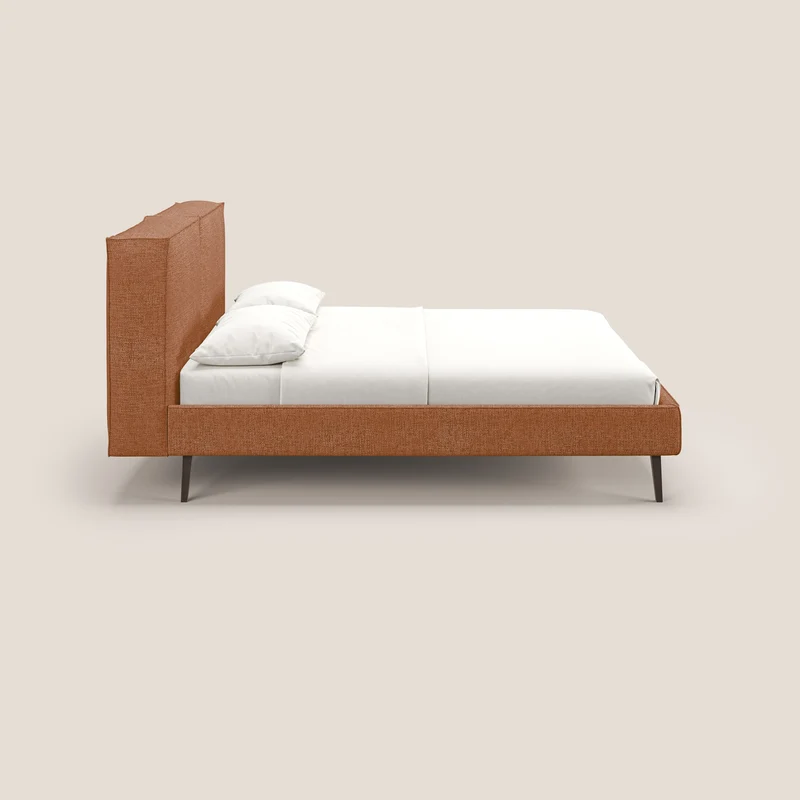 Isotta lit rembourré complètement déhoussable en tissu doux imperméable T10 orange