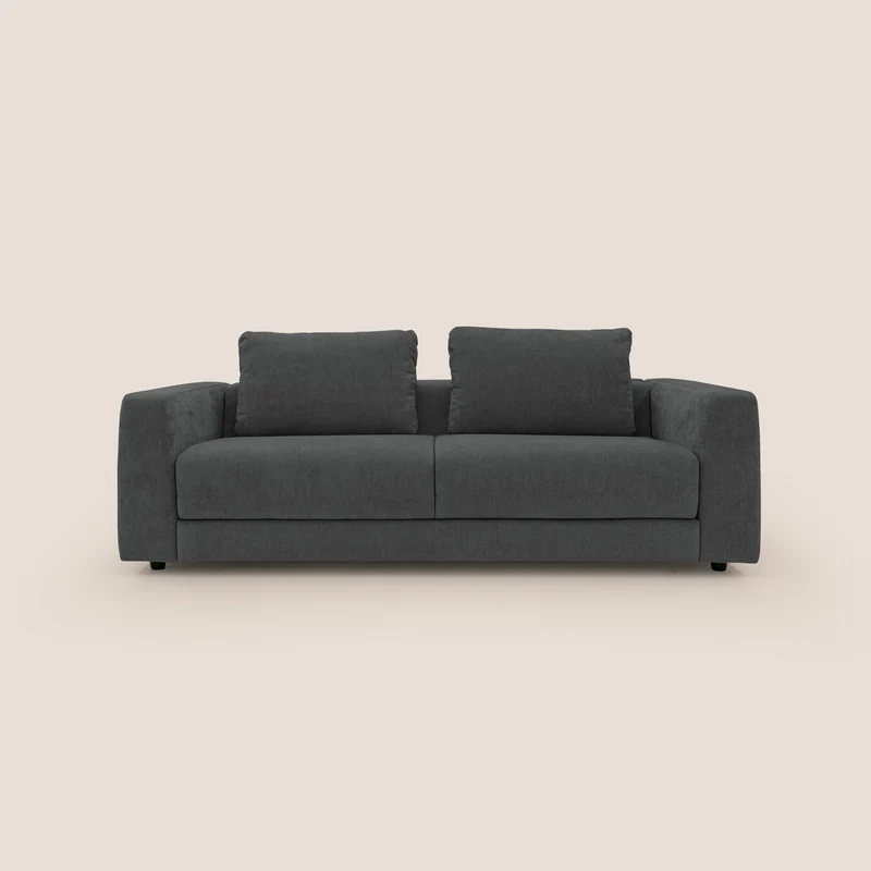 Freia Canapé convertible minimaliste matelas h15cm aux dossiers moelleux en tissu imperméable T14 anthracite
