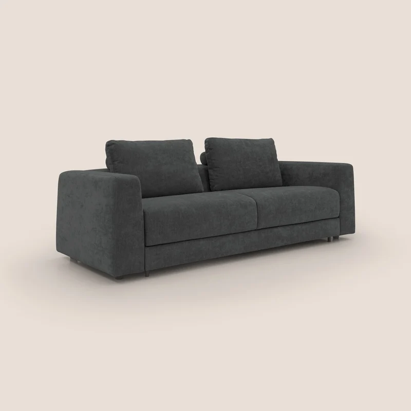 Freia Canapé convertible minimaliste matelas h15cm aux dossiers moelleux en tissu imperméable T14 anthracite