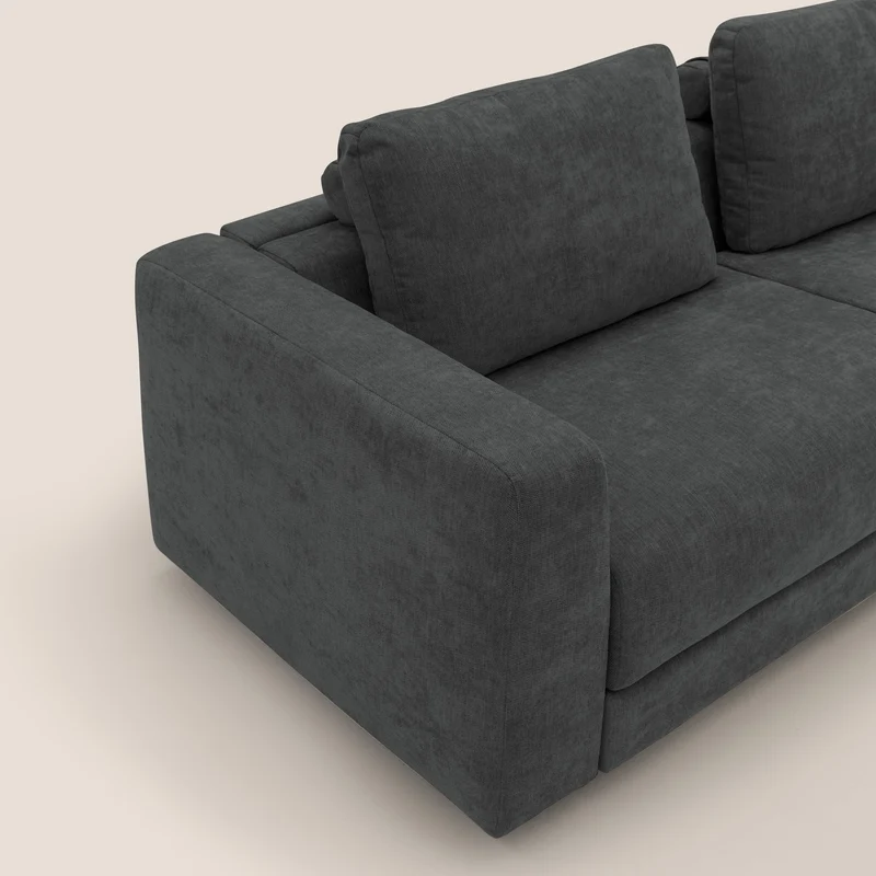 Freia Canapé convertible minimaliste matelas h15cm aux dossiers moelleux en tissu imperméable T14 anthracite