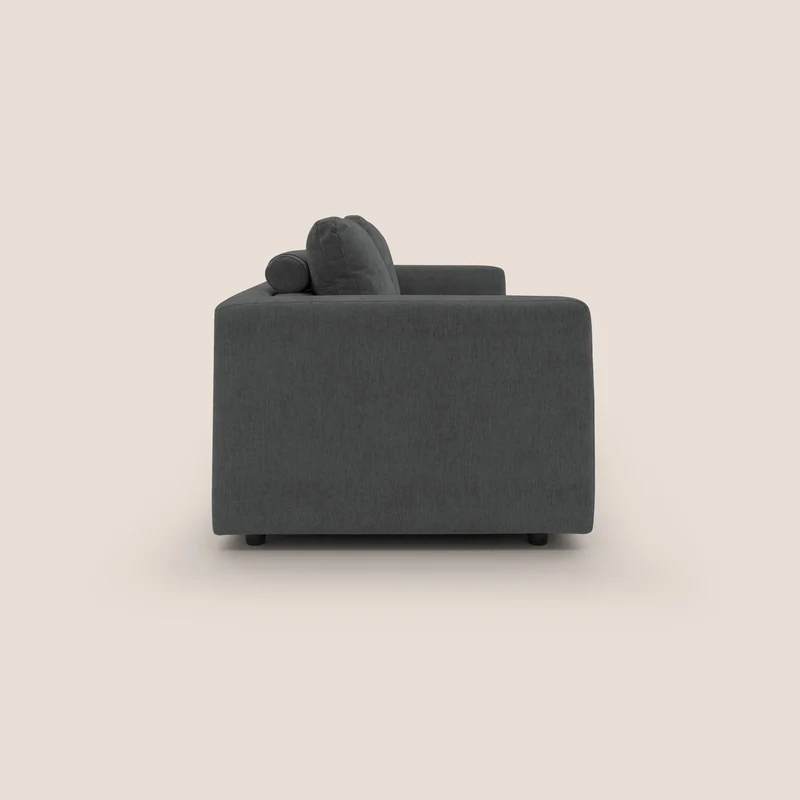 Freia Canapé convertible minimaliste matelas h15cm aux dossiers moelleux en tissu imperméable T14 anthracite