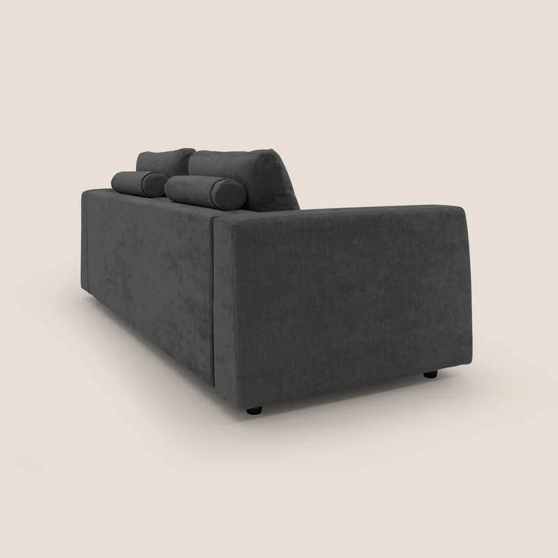 Freia Canapé convertible minimaliste matelas h15cm aux dossiers moelleux en tissu imperméable T14 anthracite
