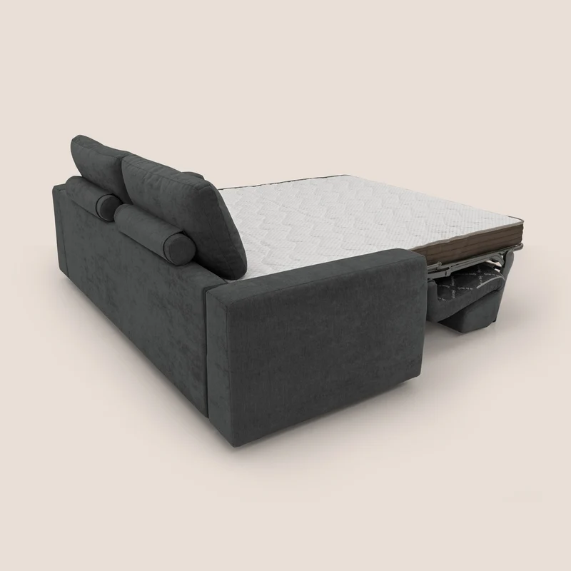 Freia Canapé convertible minimaliste matelas h15cm aux dossiers moelleux en tissu imperméable T14 anthracite