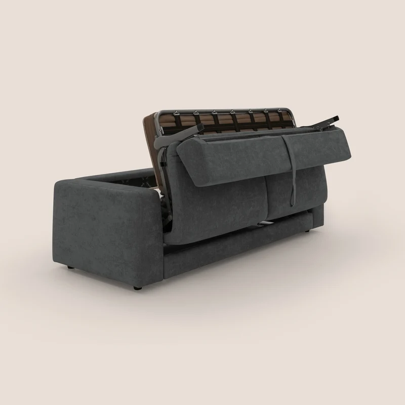 Freia Canapé convertible minimaliste matelas h15cm aux dossiers moelleux en tissu imperméable T14 anthracite