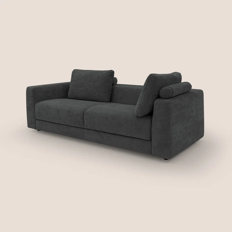 Freia Canapé convertible minimaliste matelas h15cm aux dossiers moelleux en tissu imperméable T14 anthracite
