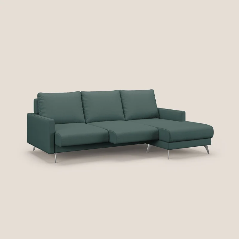 Klimt canapé d'angle avec assises coulissantes en tissu dous détachable T05 vert