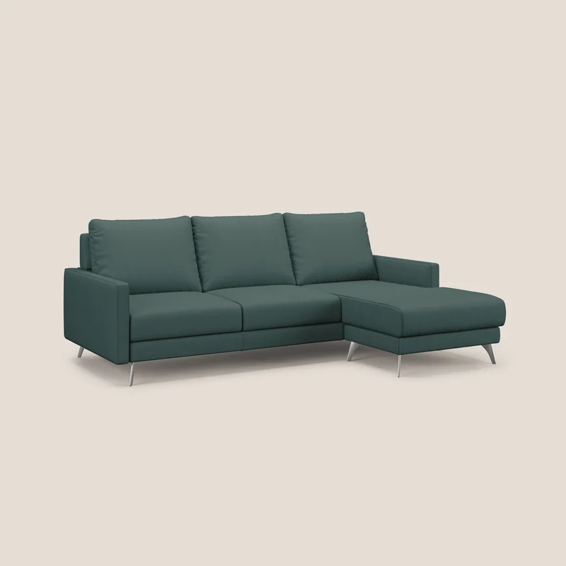 Klimt canapé d'angle avec assises coulissantes en tissu dous détachable T05 vert