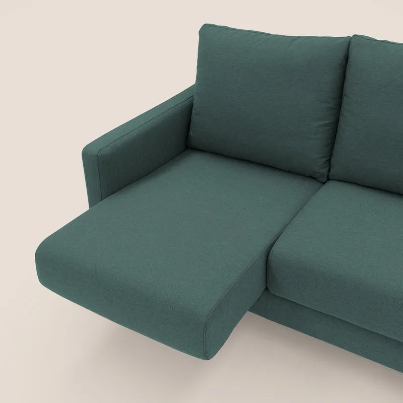 Klimt canapé d'angle avec assises coulissantes en tissu dous détachable T05 vert