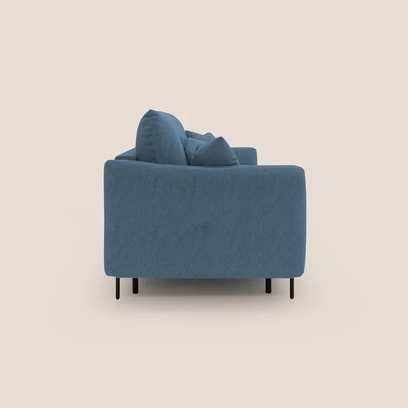 Gregory Canapé-lit avec matelas h18 cm en microfibre effet velours imperméable T09 bleu