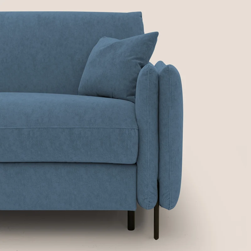 Gregory Canapé-lit avec matelas h18 cm en microfibre effet velours imperméable T09 bleu