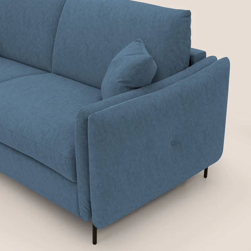 Gregory Canapé-lit avec matelas h18 cm en microfibre effet velours imperméable T09 bleu