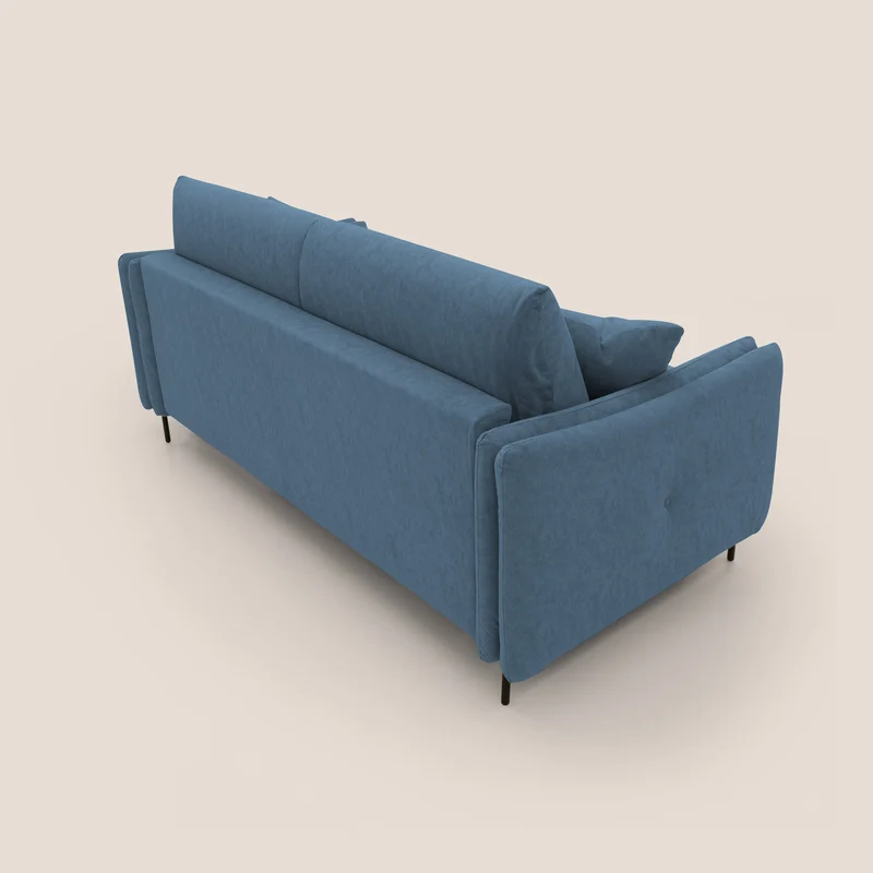 Gregory Canapé-lit avec matelas h18 cm en microfibre effet velours imperméable T09 bleu