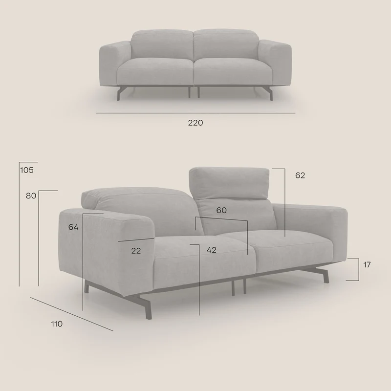 Sakura Canapé modulable en tissu flammé doux et imperméable T14 sucre glace