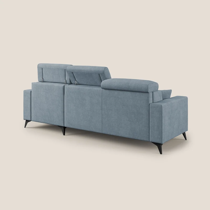 Pegaso canapé convertible d'angle avec têtières inclinables en tissu doux imperméable T02 sucre glace
