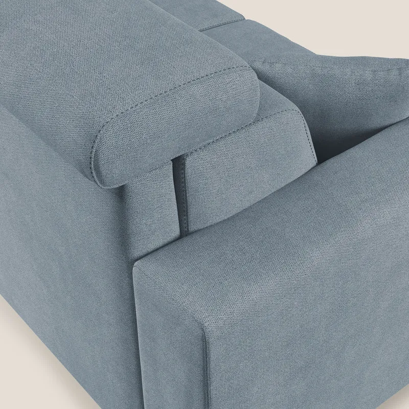 Pegaso canapé convertible d'angle avec têtières inclinables en tissu doux imperméable T02 sucre glace