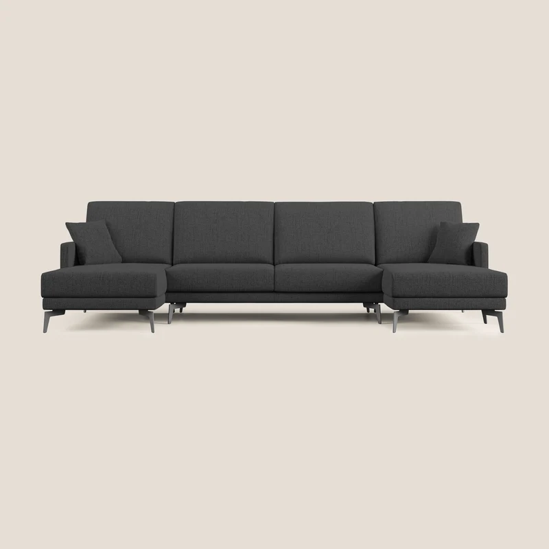 Saturno canapé panoramique moderne en tissu doux imperméable T03 anthracite