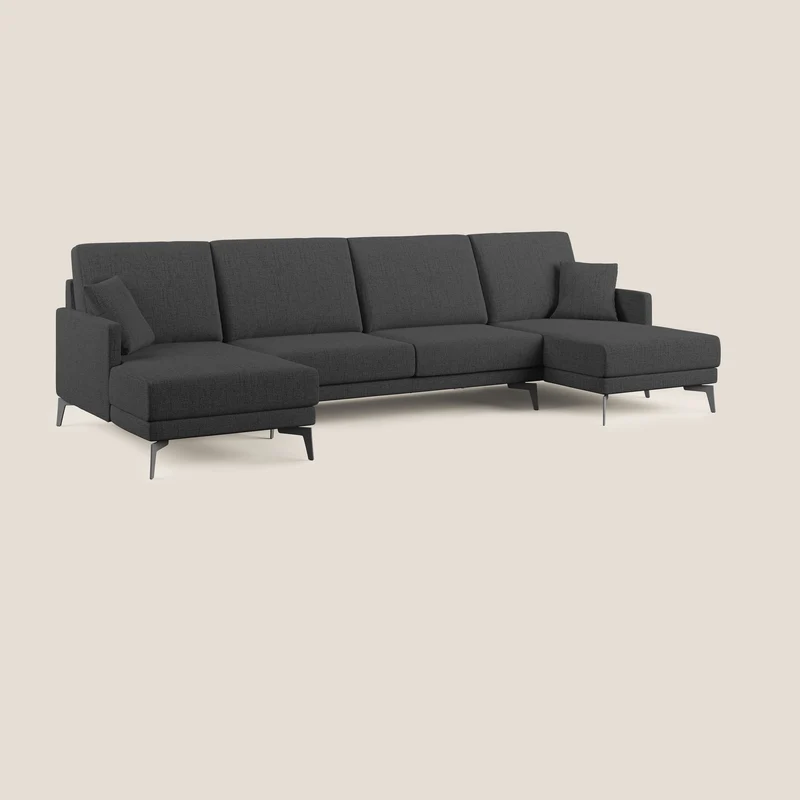 Saturno canapé panoramique moderne en tissu doux imperméable T03 anthracite