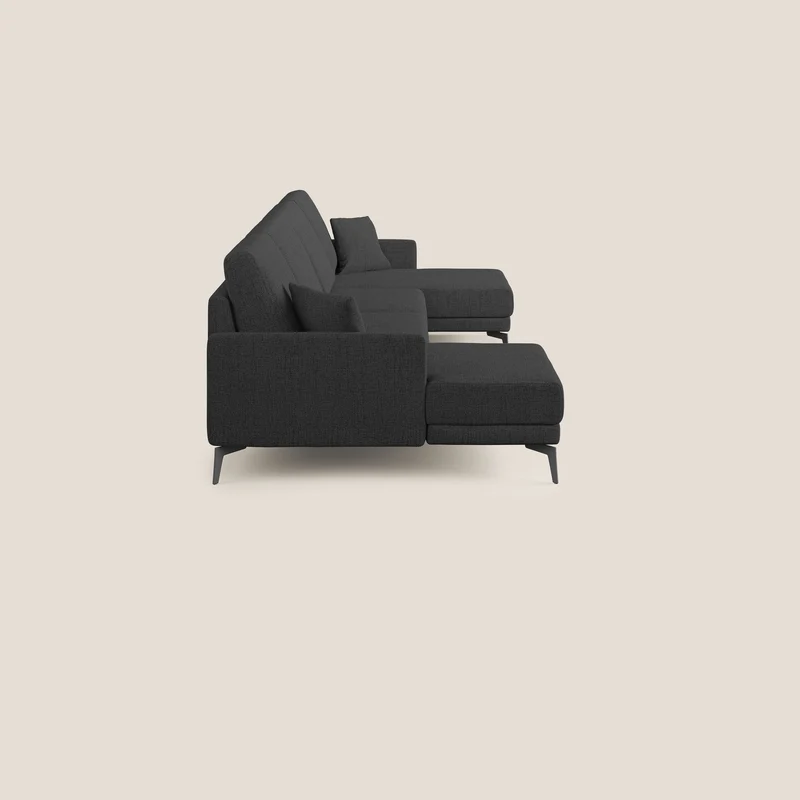 Saturno canapé panoramique moderne en tissu doux imperméable T03 anthracite