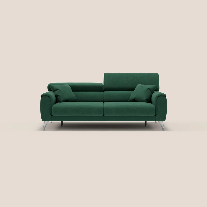 Caravaggio canapé avec assises allongeables et appuie-têtes inclinables en tissu imperméable T02 vert