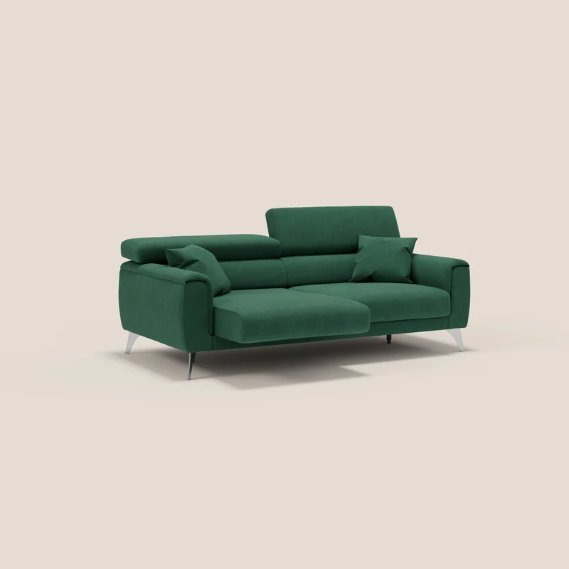Caravaggio canapé avec assises allongeables et appuie-têtes inclinables en tissu imperméable T02 vert