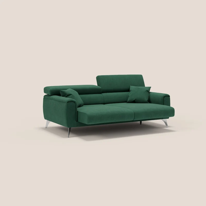 Caravaggio canapé avec assises allongeables et appuie-têtes inclinables en tissu imperméable T02 vert