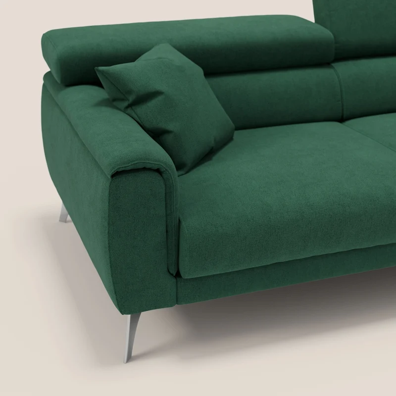 Caravaggio canapé avec assises allongeables et appuie-têtes inclinables en tissu imperméable T02 vert