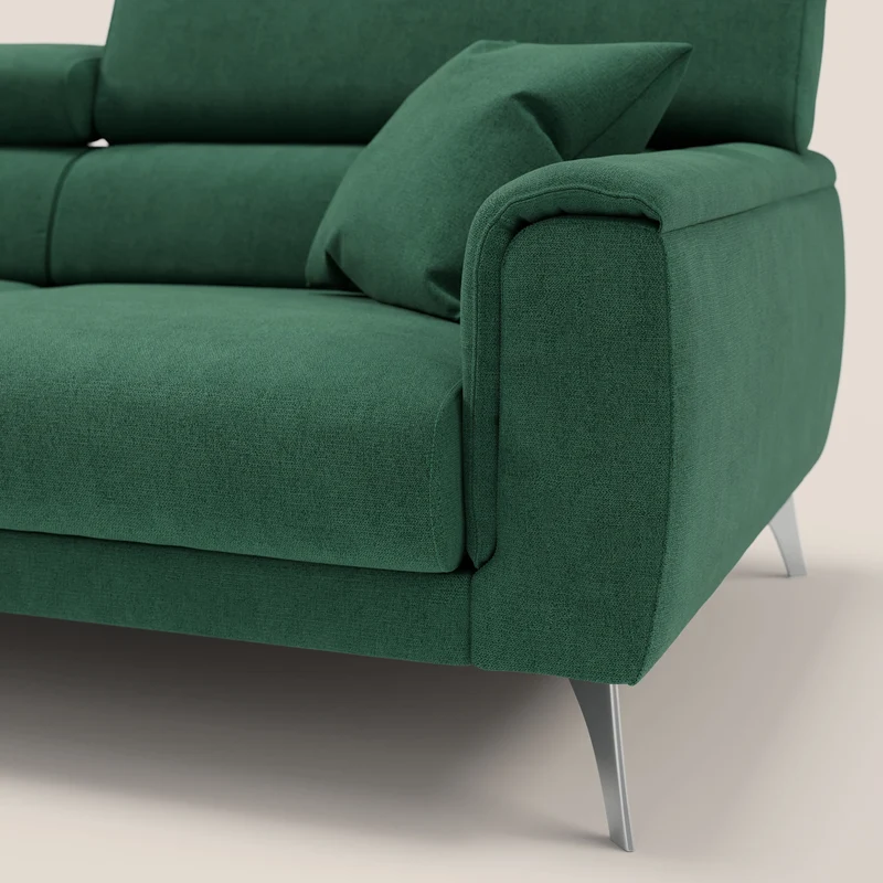 Caravaggio canapé avec assises allongeables et appuie-têtes inclinables en tissu imperméable T02 vert