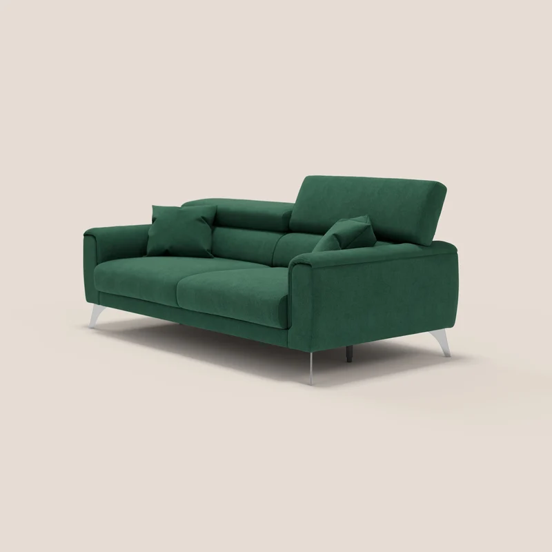 Caravaggio canapé avec assises allongeables et appuie-têtes inclinables en tissu imperméable T02 vert