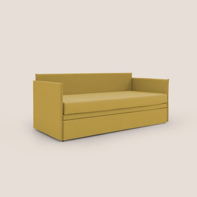 Brenta Canapé duplex avec lits jumeaux et tissu effet coton imperméable T13 jaune