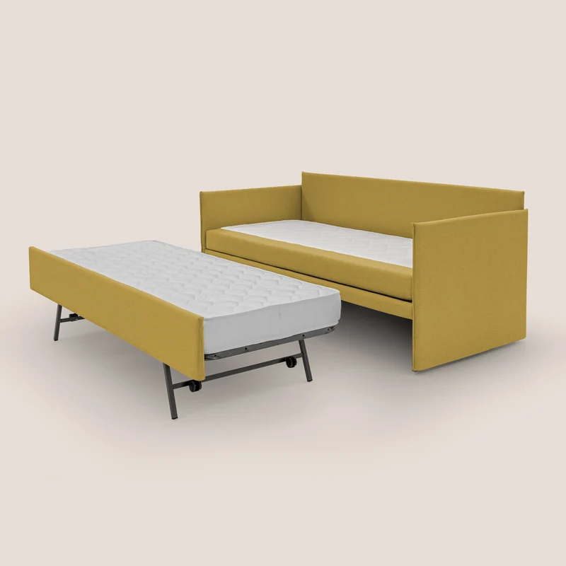 Brenta Canapé duplex avec lits jumeaux et tissu effet coton imperméable T13 jaune