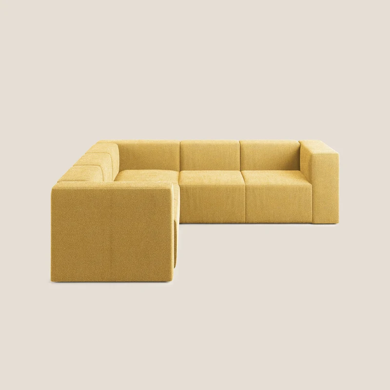 Nettuno canapé d'angle reversible modulable en bouclette douce T07 jaune