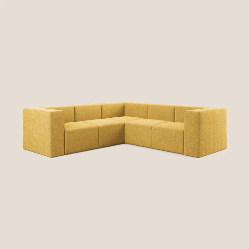 Nettuno canapé d'angle reversible modulable en bouclette douce T07 jaune