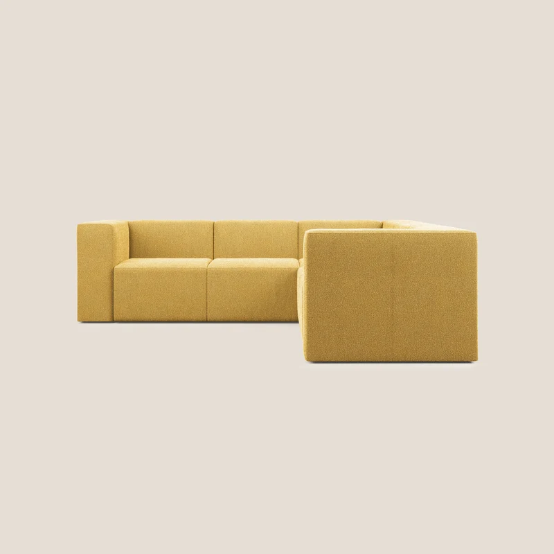 Nettuno canapé d'angle reversible modulable en bouclette douce T07 jaune