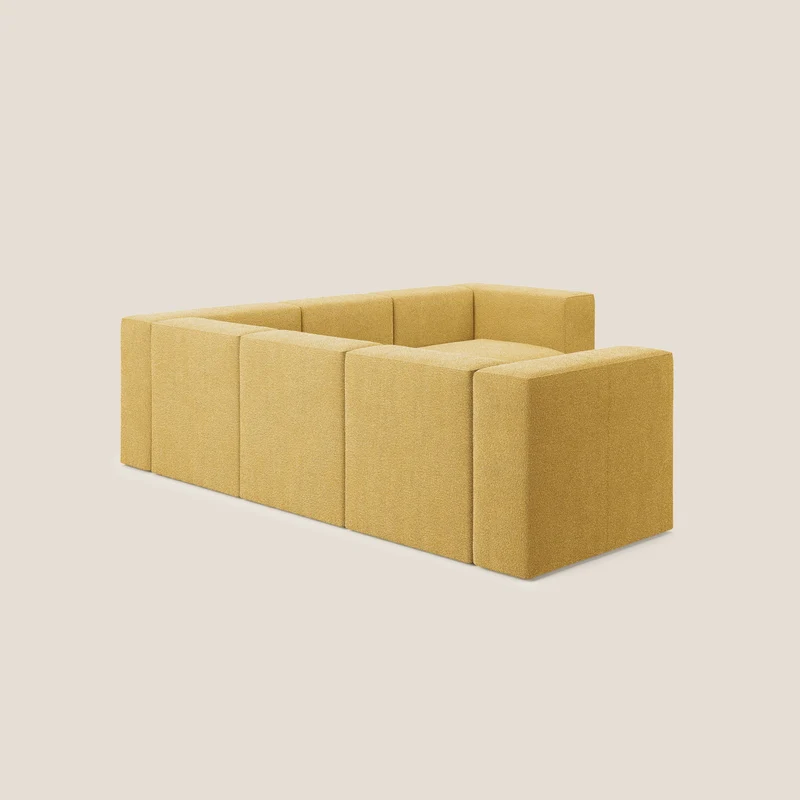 Nettuno canapé d'angle reversible modulable en bouclette douce T07 jaune