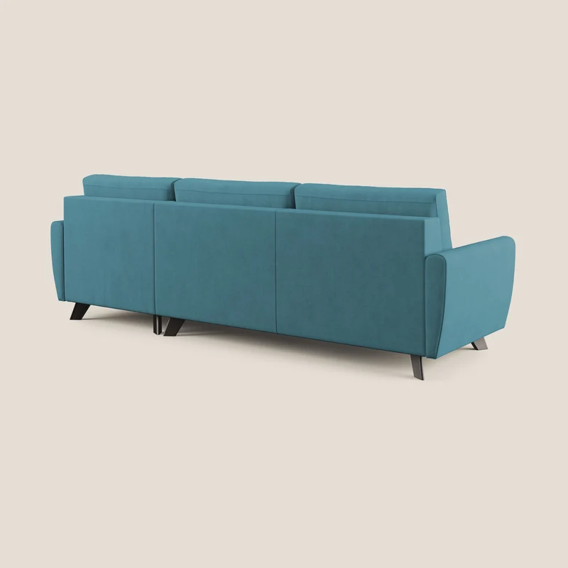 Callisto Canapé d'angle convertible en tissu doux imperméable T02 bleu ciel