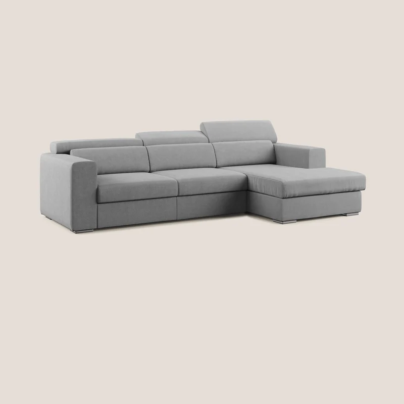 Vegas canapé d'angle avec têtières inclinables en microfibre imperméable T11 gris