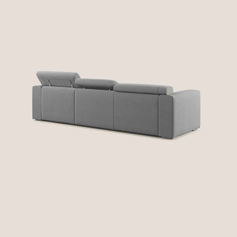 Vegas canapé d'angle avec têtières inclinables en microfibre imperméable T11 gris