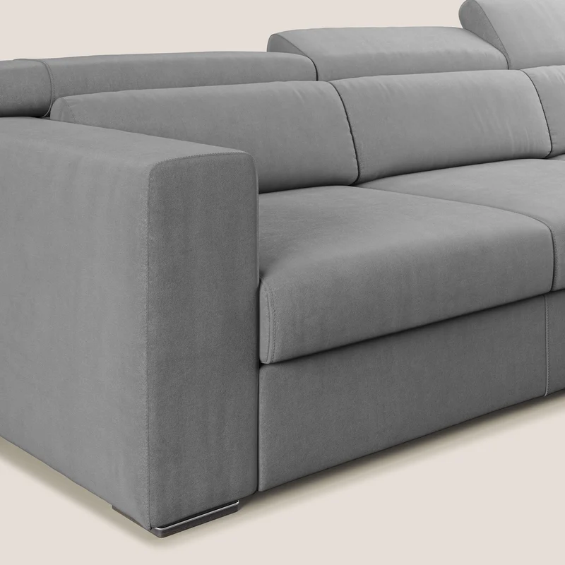 Vegas canapé d'angle avec têtières inclinables en microfibre imperméable T11 gris