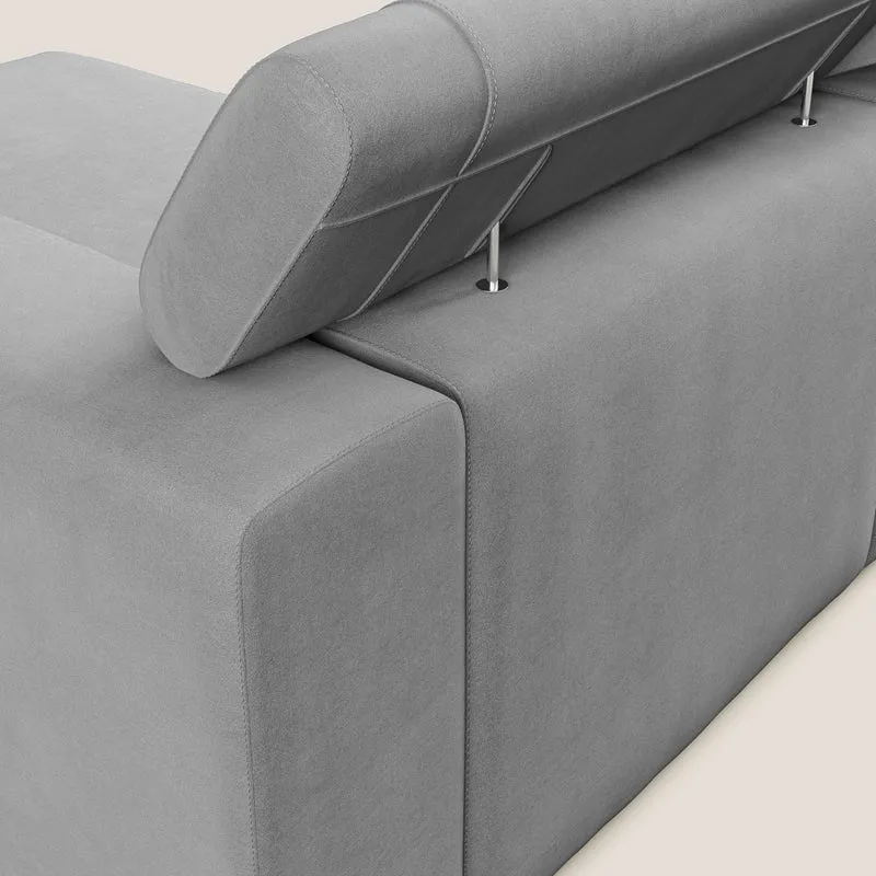 Vegas canapé d'angle avec têtières inclinables en microfibre imperméable T11 gris
