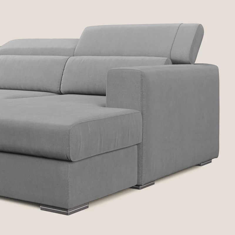 Vegas canapé d'angle avec têtières inclinables en microfibre imperméable T11 gris